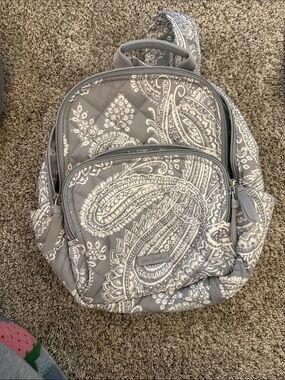 Vera Bradley Gray & White Quilted Paisley Mini Backpack